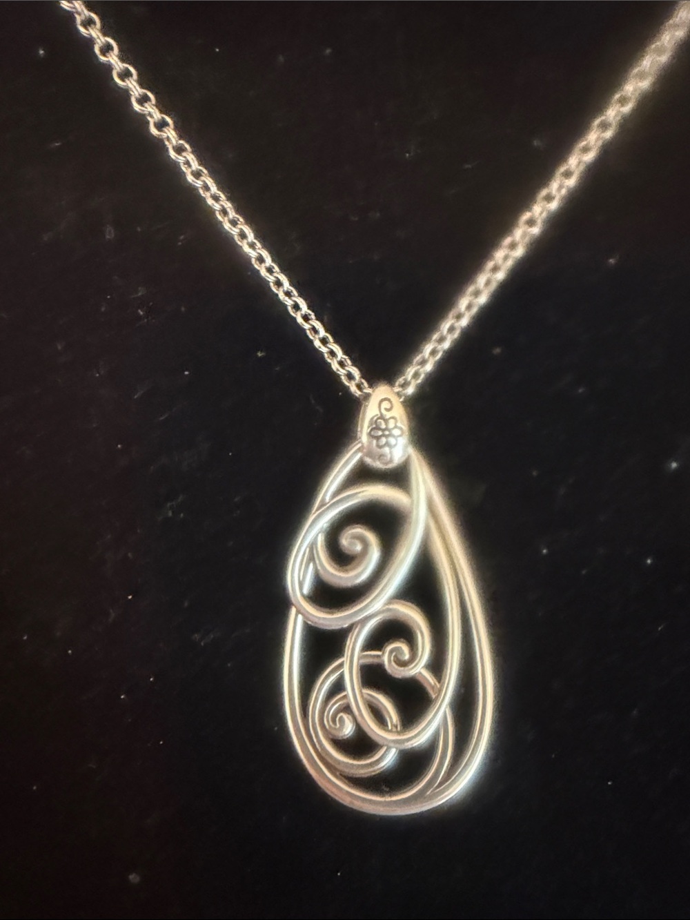 Brighton Silver Swirl Teardrop Pendant Necklace - Elegant Women’s Jewelry